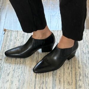 J. Crew Black Leather women’s size 12 slip-on, low boots 1.75” heel